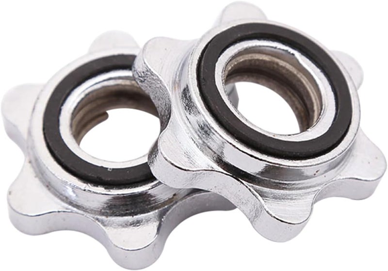 Calidaka 2pcs Standard Barbell Spin-Lock Collars Screw Clamps 0.91" Diameter Rubber Steel Anti-Slip Spin-Lock Collars for Dumbell Weight Lifting - Image 1